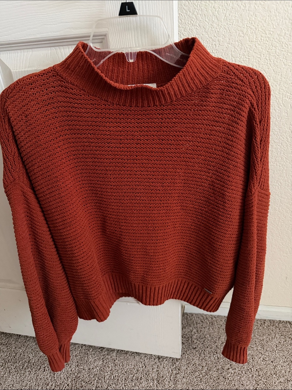 Hollister Rust Mock Neck Knit Sweater